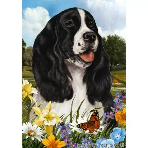 Summer House Flag - Black and White English Springer Spaniel 18080