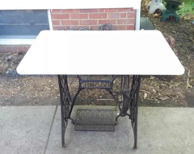 Vintage PORCELAIN ENAMEL ENAMELWARE TABLE CABINET TOP 39x25" all WHITE Antique