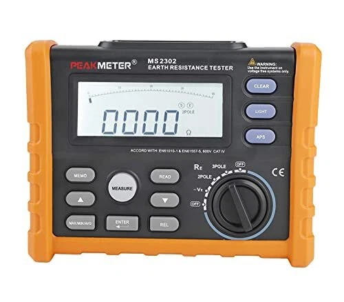 MS2302 Digital Earth Ground Resistance Tester with 2 Pole and 3 Pole Mode High
