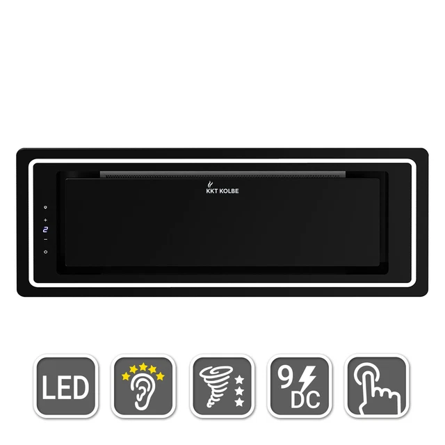 KKT KOLBE/Hotte Murale Avec Hauteur Sous Barrot/Hotte Aspirante / 60cm / Acier Inoxydable/verre Noir/Opération Tactile / BASE604S