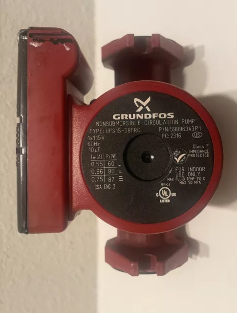Grundfos UPS15-58FC 3-Spd Circulator Pump, IFC 5989634143P1 - Parts Only