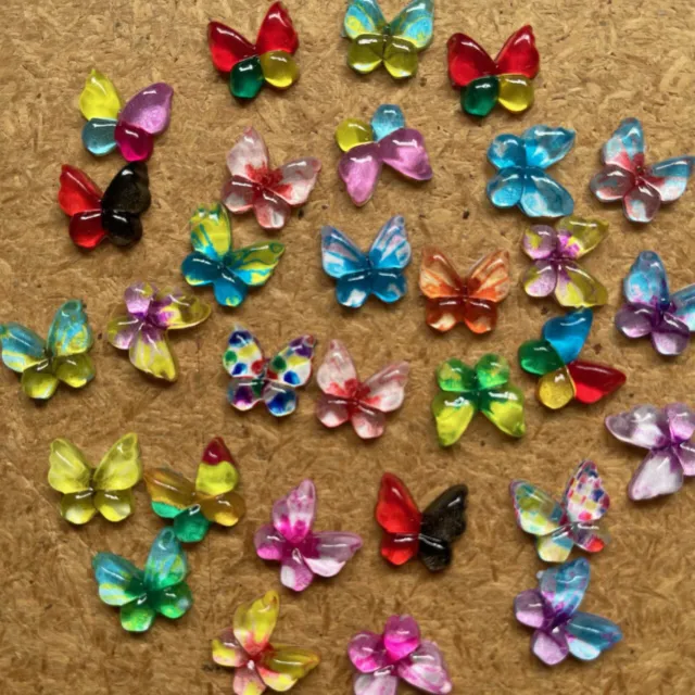 20pc Single or 30pc Mix Butterfly 10mm glass Resin flatback Scrapbook #2047