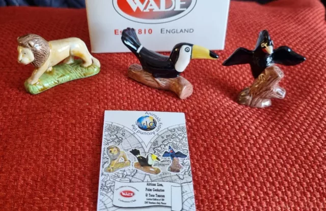 wade whimsies African Lion, Palm Cockatoo, Toco Toucan. Animals From Around The