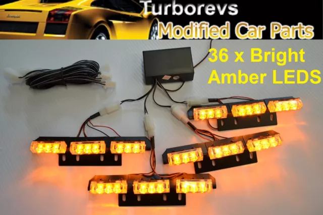 4 X Led Flashing Strobe Recovery Grill Beacon Amber Van Truck Car 4X4 Light 12V