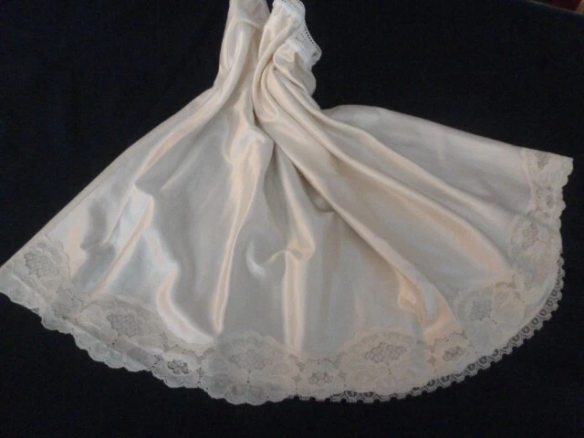 Jupon Vintage En Dentelle – Taille élastique 36/38/40, Blanc, Longueur 50 Cm, Style Rétro