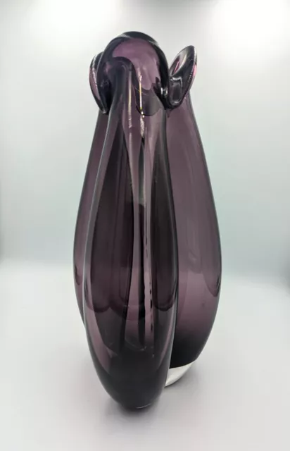 Purple Trefløjet Triple Bud 10.5 in Glass Vase HOLMEGAARD SIGNED Denmark 1955 2