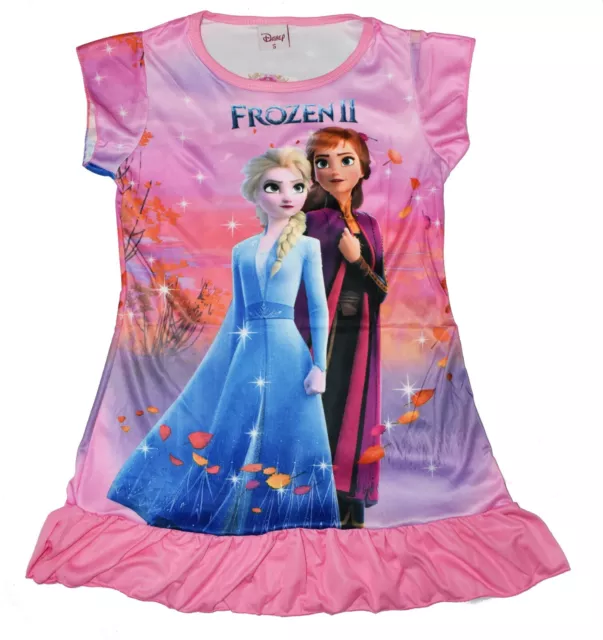 New Pyjamas Summer Girls Disney Frozen Anna Elsa Nighties Sleepwear tops kids 2