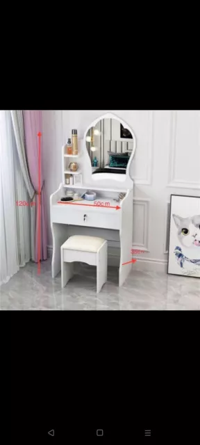 TAVOLO COSMETICO DA trucco make-up cassettiera specchio Bianco Sonoma +LED  Vicco EUR 241,90 - PicClick IT
