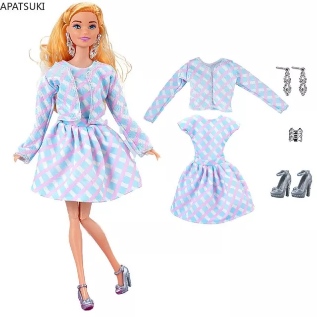 Movie Fashion Clothes Set For Barbie Doll Outfits Coat Dress Shoes Accessories