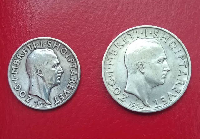 Albania Coins  1 & 2 Franga Ar 1935 In Very Good Condition 1 Lek Gift USED