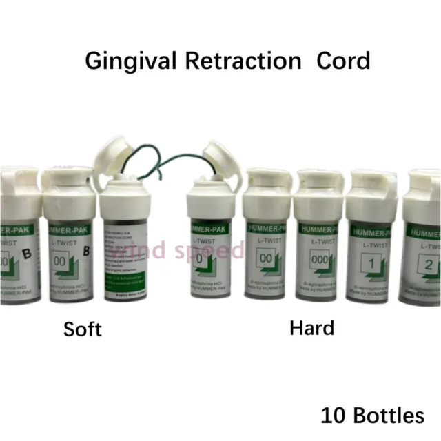 10Bottle Dental Gingival Retraction Knitted Cord Cotton Gum Line Twist Soft Hard