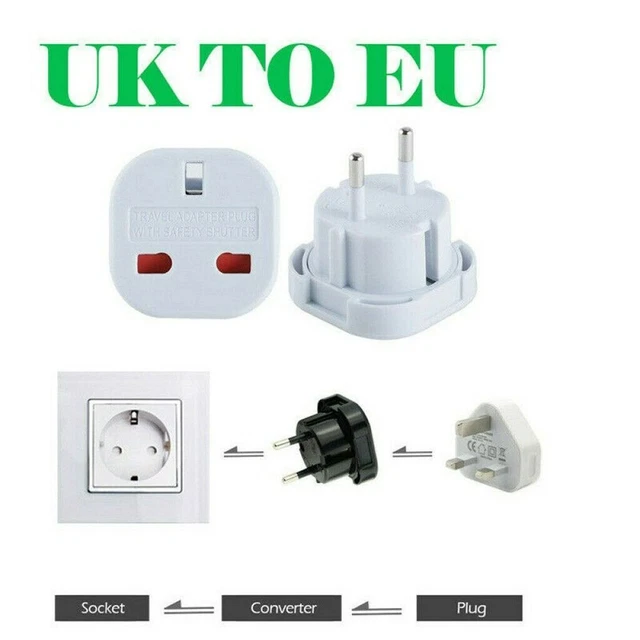 Wall Socket UK to EU Converter Outlet Connector Travel Adapter Socket Plug