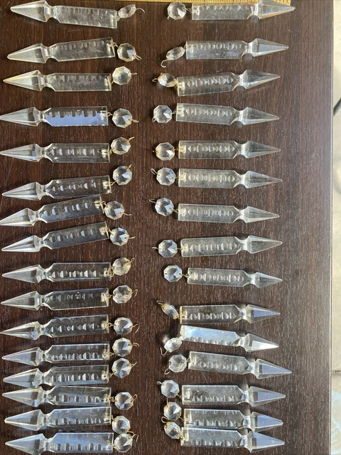 31 Antique French Cut Crystal Glass Mantle Luster Chandelier Prisms Spear Point 31 Antique French Cut Crystal Glass Mantle Luster Chandelier Prisms Spear Point