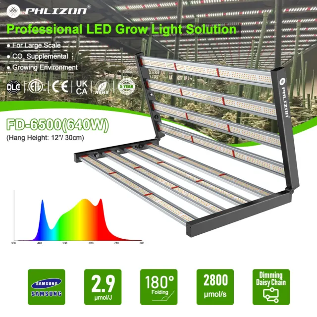 Phlizon FD6500 LED Grow Light Bar Full Spectrum Commercial Plant CO2 Veg Flower