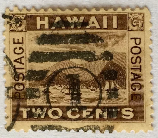 Ancien Rare Collection 1894 Hawaïen Timbre-Poste Hawaïen Deux Cents