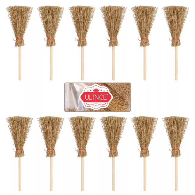 12 Pcs halloween broom mini push broom asian broom Witch Prop Pendantdant