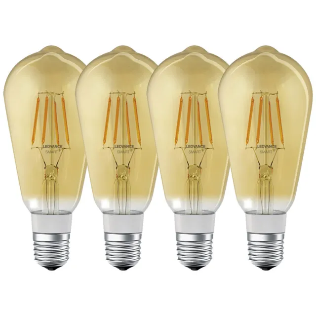 4 x LED Filament Smart+ Edison ST64 5,5W E27 Gold extra warm Dimmbar Bluetooth
