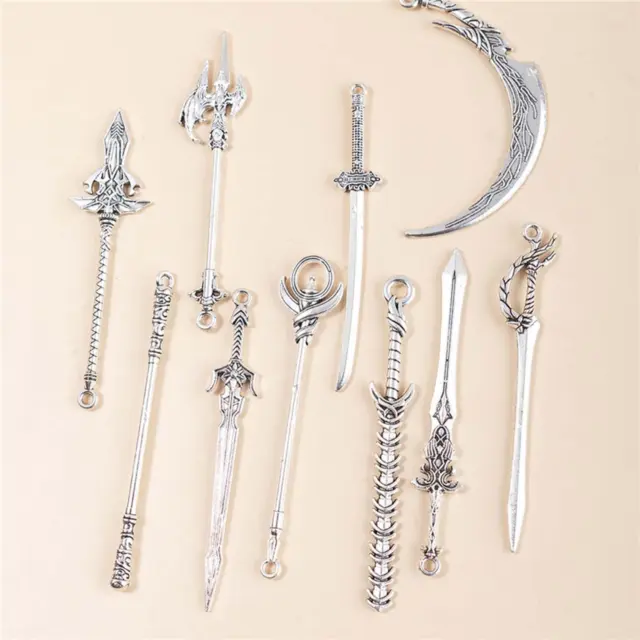 10 Pieces Key Chain Toy Antique Sword Costume Accessory Retro Long Sword