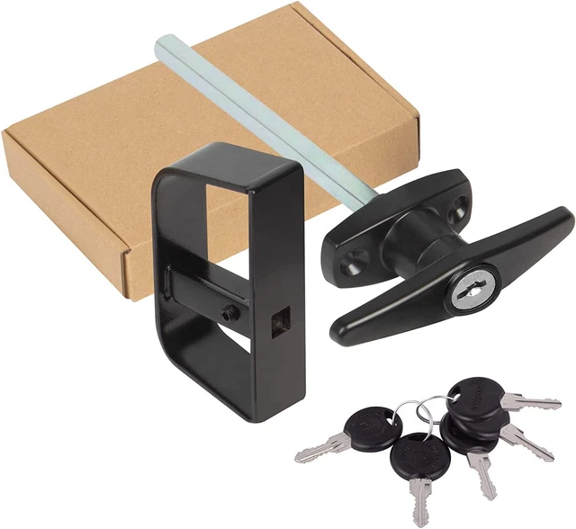 Shed Door Latch T-Handle Lock Kit with 5 KeysBTEOBFY 4-1/2" Stem Storage Barn...
