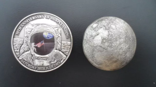 50th Anniversary of 1969 Moon Landing Domed 3D - Silver plated/coloured comm. co