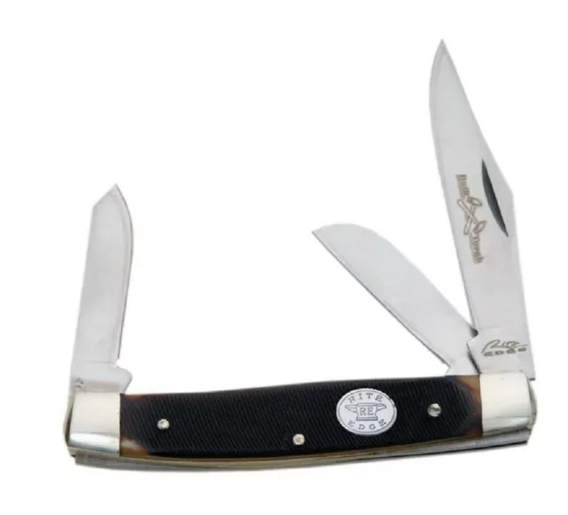 Rite Edge Medium 3 Blade Stockman Folding Pocket Knife Delrin Handles NEW 569