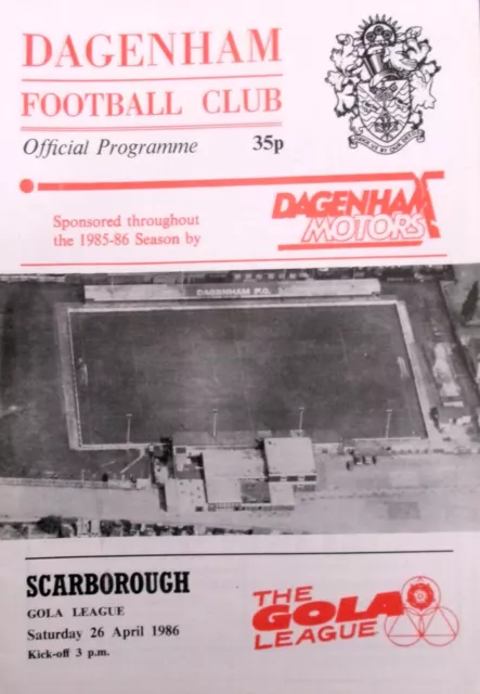 Dagenham V Scarborough 26/4/1986 Gola League #Mint#