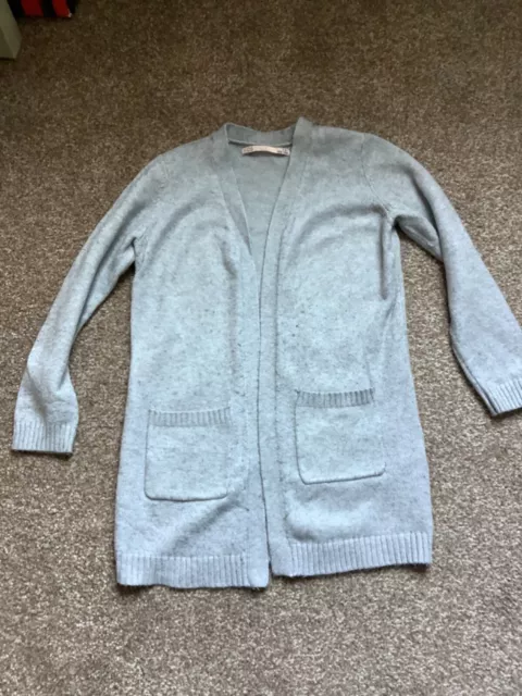 Kids ONLY Girls Open Front Grey Long-Line Cardigan 2 Pockets Age 7-8 Years