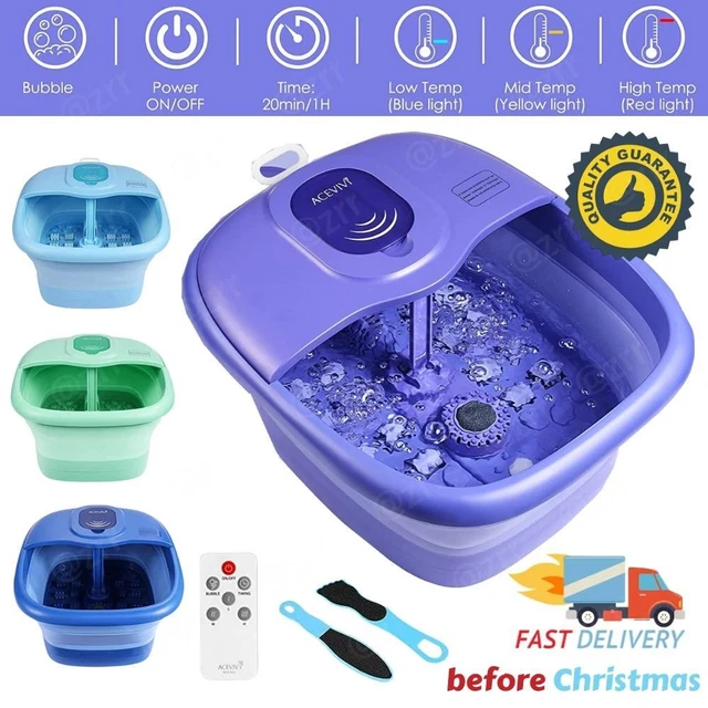 FOOT BATH SPA with Heat and Bubble Massage Pumice Stone Folding