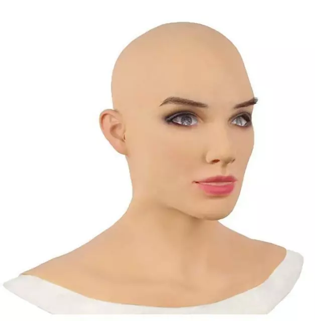 Realistic female face Halloween latex mask for crossdressing