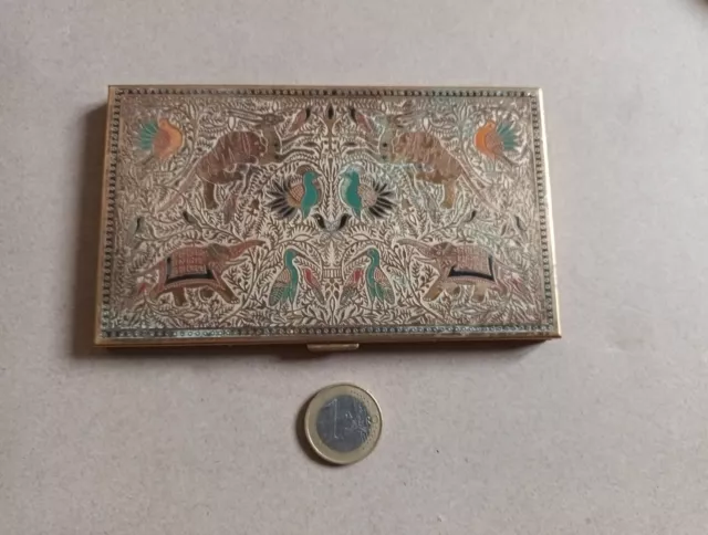 Ancien Etui Porte Cigarettes en Métal Doré Signé VOLUPTÉ USA