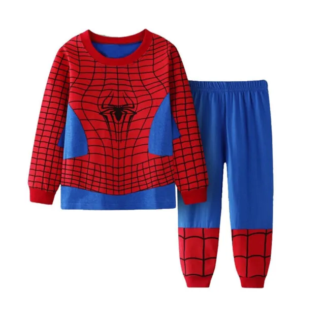 Kids Boy Spiderman Pyjamas Sleepwear Long Sleeve Nightwear Cosplay Costume Set