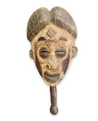 Vintage Mask Ceremonial African Wood Tribal Carved Hand Art Face Rare Old 20th