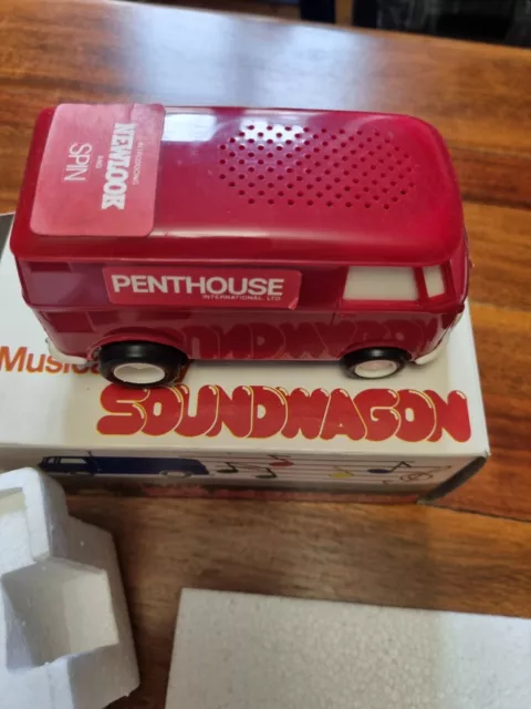 Vintage Musical Toy Soundwagon Penthouse Red VW Van Bus Record Player Tamco 2