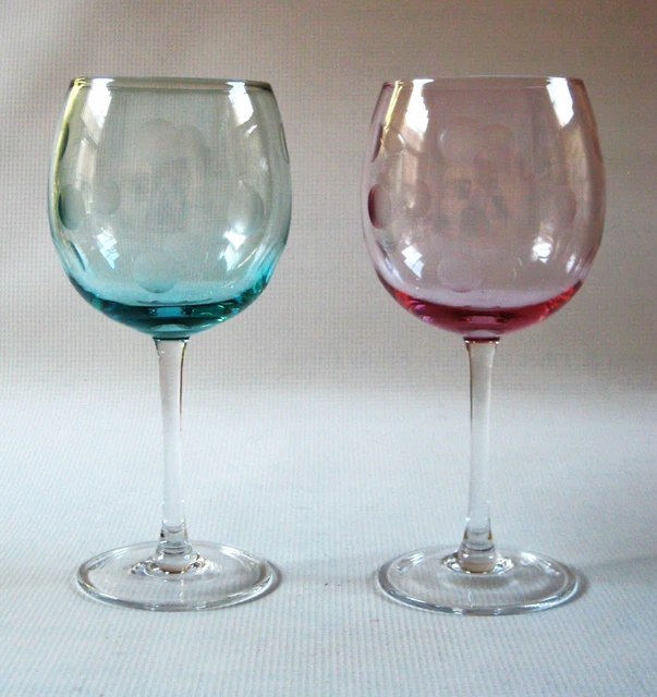 SET of TWO - MARQUIS by Waterford  Balloon Wine Stems - Polka Dot pattern - 8.5"