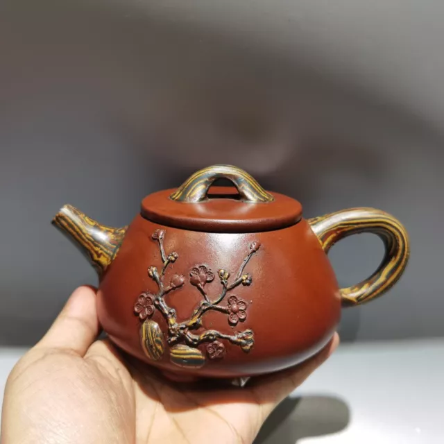 Vintage Chinese Yixing Purple Clay Teapot Zisha Ceremony Plum Blossom Teaware