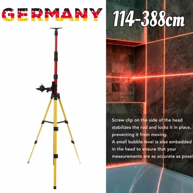 Universal Stativ Baustativ 114-388cm Kamerastativ Dreibein Tripod Laserstativ