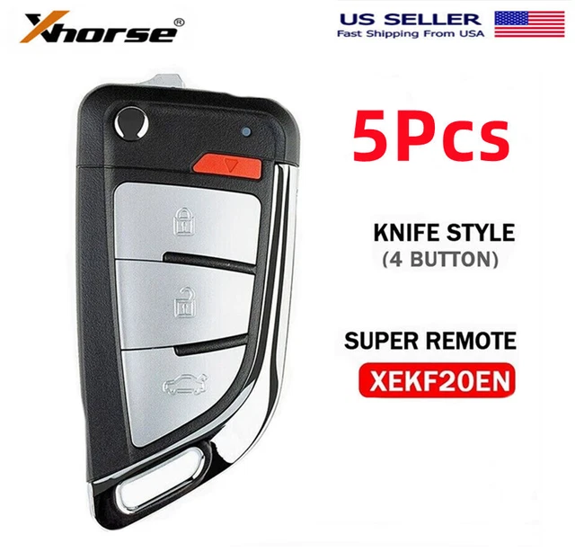 5Pcs Xhorse XEKF20EN Super Remote Key Knife Flip Type 4 Buttons with Super Chip