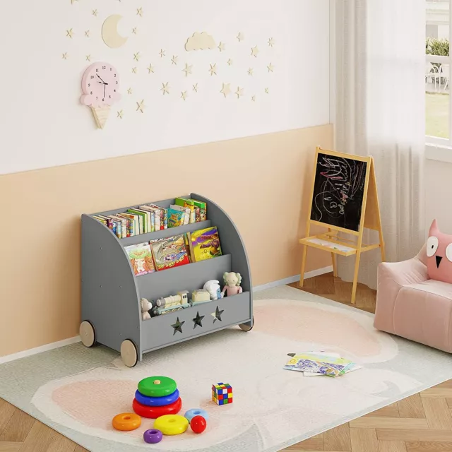 Woltu Children Multi Functional Bookcase Toy Storage Cabinet Playroom Organizer 54 99 Picclick Uk