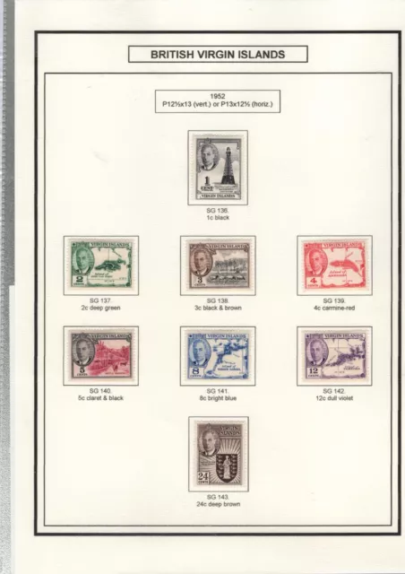 British Virgin Islands 1951 And 1952 Set To 1.20 Mint