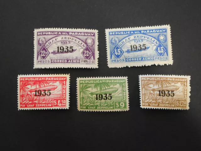 ZEPPELIN 1935 Paraquay ungebraucht MI 437 - 441 komplett 4,50 bis 45 Pesos