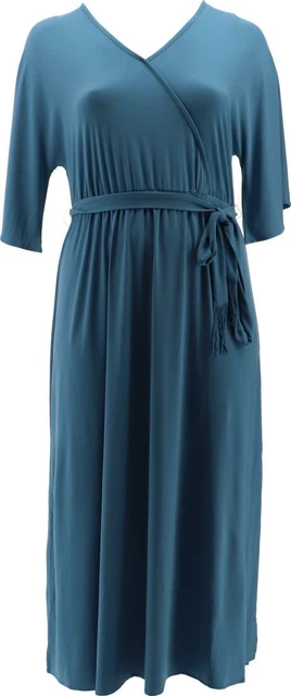Haute Hippie Tribe Knit Maxi Dress Fringe Belt Slate Blue M NEW A394298