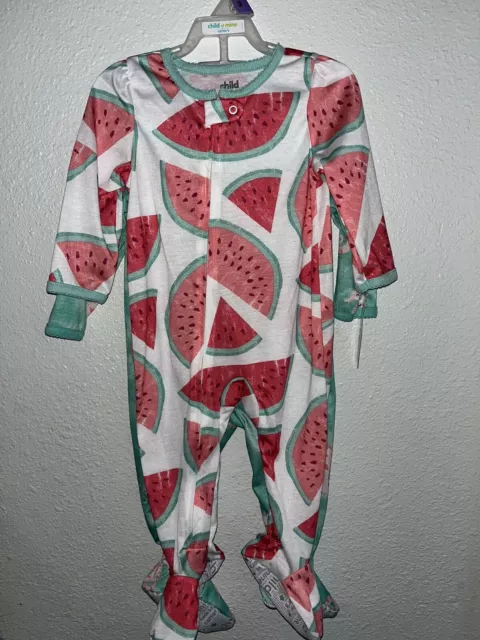 Carters footed one piece pajamas 2 pack size 12 months/ Melon/seahorse