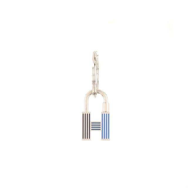 Hermes Cadenas Quizz Rainbow Key Ring Lacquered Metal Blue, Silver Hermes Cadenas Quizz Rainbow Key Ring Lacquered Metal Blue, Silver