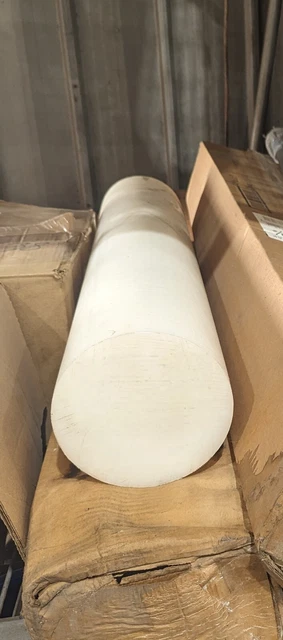 Nylon Cast Round Rod, White 6" Diameter x 60" Length  6 inch By 6 Feet