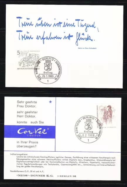 West Berlin 1969 complete set of used 6 FDC Mi 330-337 Sc 9N267-9N274 Berliners