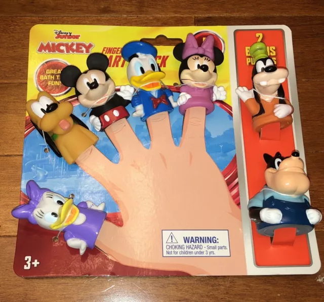 Set of 7 Disney Junior Mickey Mouse Clubhouse Finger Puppets Bath Toys New