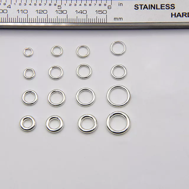 100Pcs 925 Sterling Silver Closed Jump Rings DIY Jewelry Making Finding 3.5-12mm