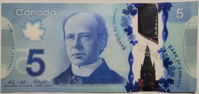 2013 $5 Dollar Bank of Canada Wilkins Poloz S/N INC - GEM UNC (Random INC)