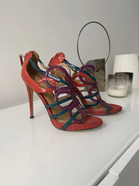 Brian Atwood High Heel Phyton Sandals 8.5