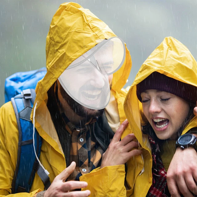 2Pcs Raincoat Hat Shield Rain Poncho Face Protector Transparent Cap Brim
